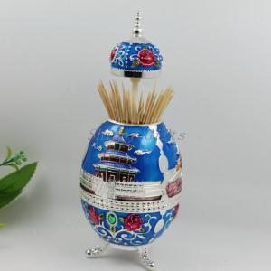 Shinny Gifts Enamel Handmade China Traditional Metal Toothpick Holder