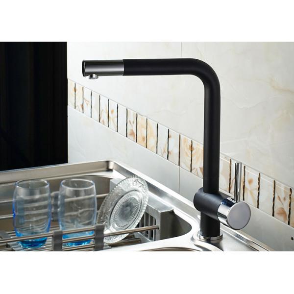 Buy ROVATE Black Single Handle Kitchen Sink Faucet Brass Body Contemporary Design at wholesale prices