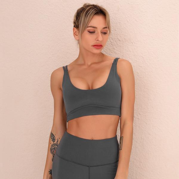Buy Europe and the United States shoulder straps hollow back yoga bra nude grooming fast-dry running vest fitness clothes wo at wholesale prices