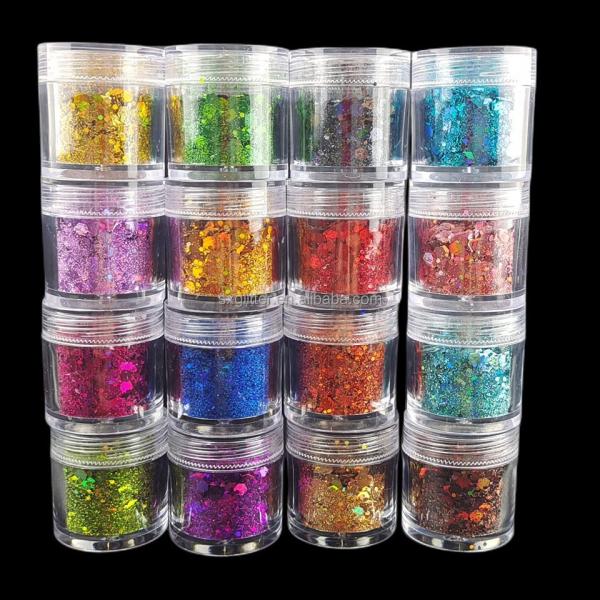 Print Method 1 color Custom Glitter Jar Eco-Friendly Holographic Glitter for Nails Jar Glitter Packing