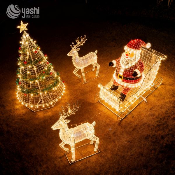 Buy Santa Claus Reindeer Christmas Tree LED Lights - Illuminate the Festive Atmosphere - Large Shopping Mall Decoration at wholesale prices