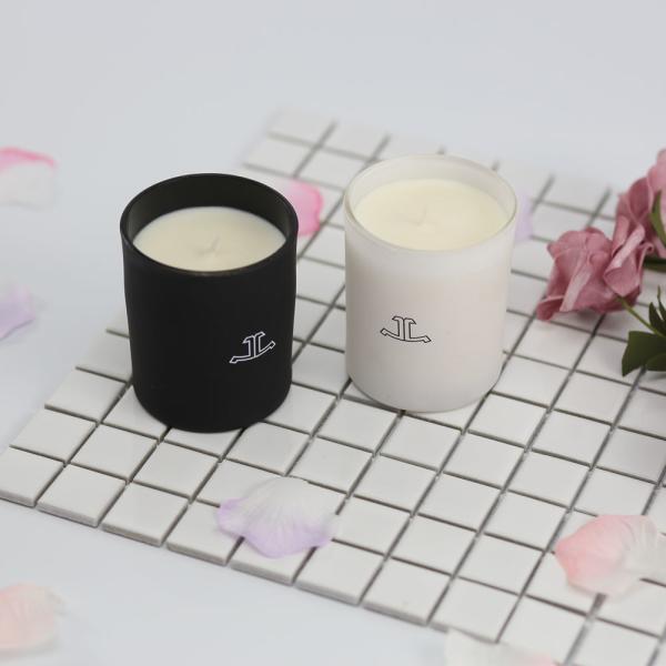 Buy Glass Scented Jar Candle Matte White / Black Painting With Customized Packaging at wholesale prices
