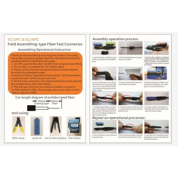 55mm UPC Fast Optical SM Fiber Connector SX Core SC/UPC