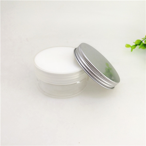 100ml Clear Plastic Cylinder With Aluminum Lid / Empty Cosmetic Jars