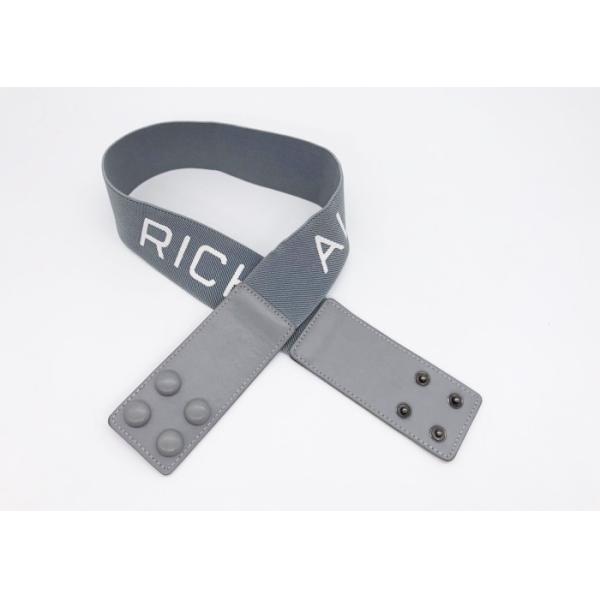 5cm Width Women'S Elastic Stretch Belts With White Letter / Four Snap Button