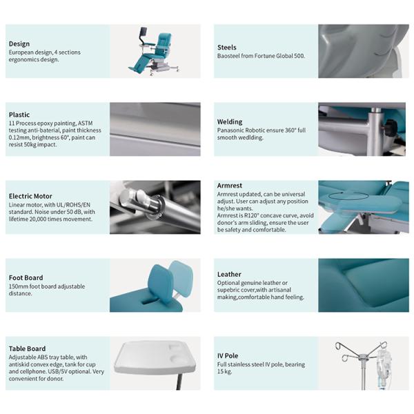 Blood Donation Chair Manufacturer Electric Three Function Dialysis Chair Hospital Patient Medical Recliner Chemotherapy