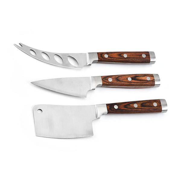 Buy 3PCS cheese knife with Paka wood handle in gift box at wholesale prices