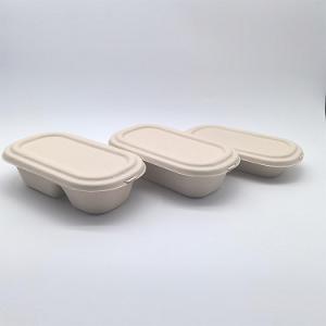 Greaseproof Oval Biodegradable Bagasse Tableware Bento Box For Salad
