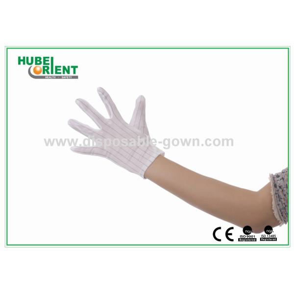 White Nylon ESD Safe Gloves Disposable Hand Gloves With Conductive Ribbon