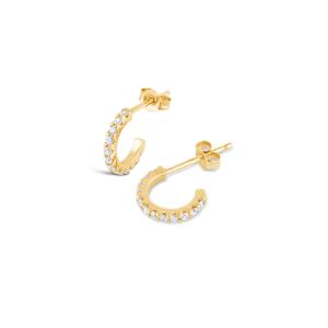 Handmade 18K Gold Plated Mini Cubic Zircon Small Open Hoop Earrings With