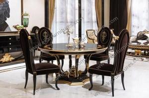 Quality Classic Style Dining Room Table Round Pedestal Dining Table Marble wood TN-005 for sale