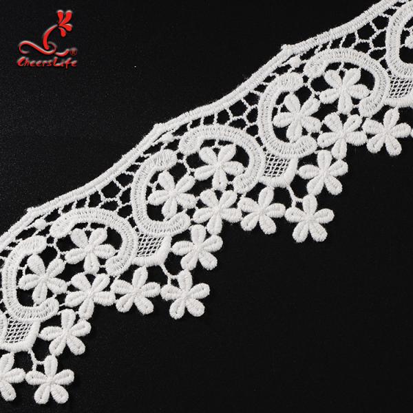 100% Cotton Water Soluble Flower Lace Trim For Clothing Pollution - Free