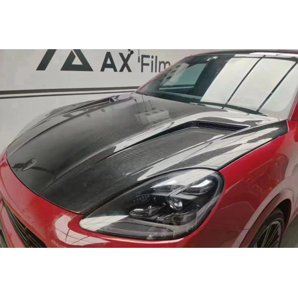 2019 Black Porsche Cayenne Body Kit TH Style Hood Engine Cover Dry Carbon Fiber
