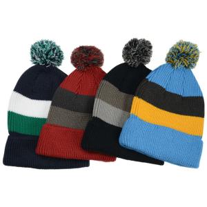 Fox Fur Women Knit Pom Pom Beanie Keep Warm Embroidered 3D Logo Available