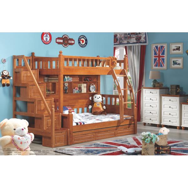 Buy solid wood bunk bed with ladder cabinet at wholesale prices