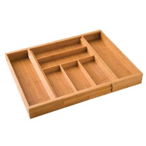 expandable bamboo silverware organizer with lid