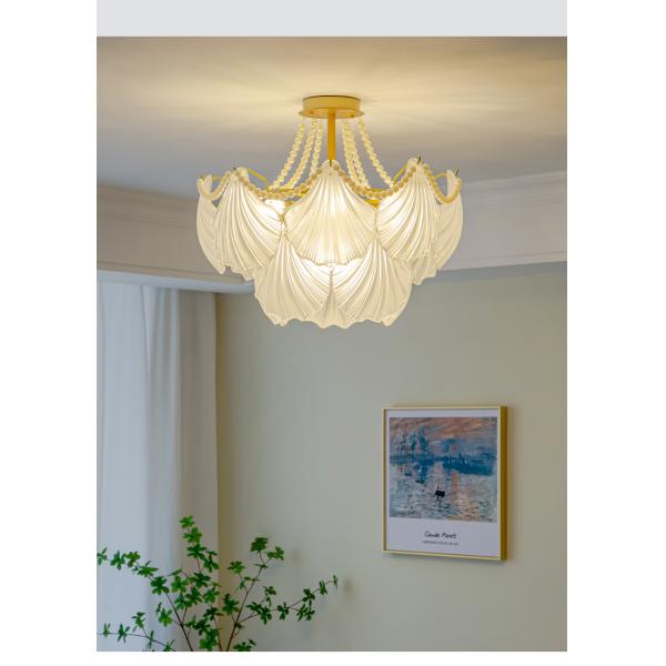 Modern Led Chandelier For Living Room Frosted Glass Luxury Shell Chandelier Lamp(WH-CY-247)