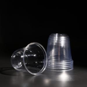 BPA Free Clear Plastic PET Cup Stackable Custom Plastic Cold Drink Cups With Lid