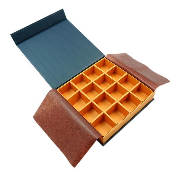 Custom Rigid Cardboard Chocolate Packaging Box With Divider And Greaseproof