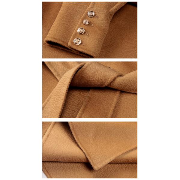 Double Breasted Woven Women Wool Coat Handmade