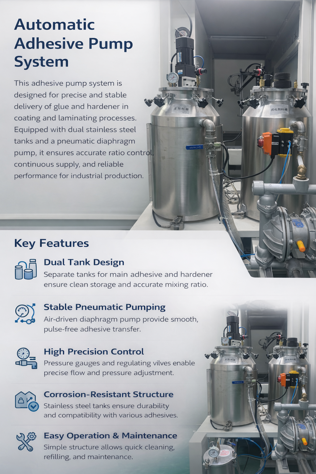 High Precision 2 Component Curtain Coating Equipment 1300mm Max Coating Width