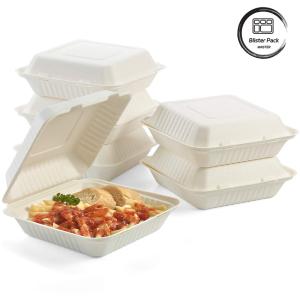Eco Friendly Biodegradable Sugarcane Bagasse Clamshell Takeaway Food Containers