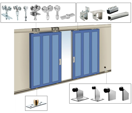 1100lb Heavy Duty Industrial Hanging Door Rollers System Hardware White Zinc Steel