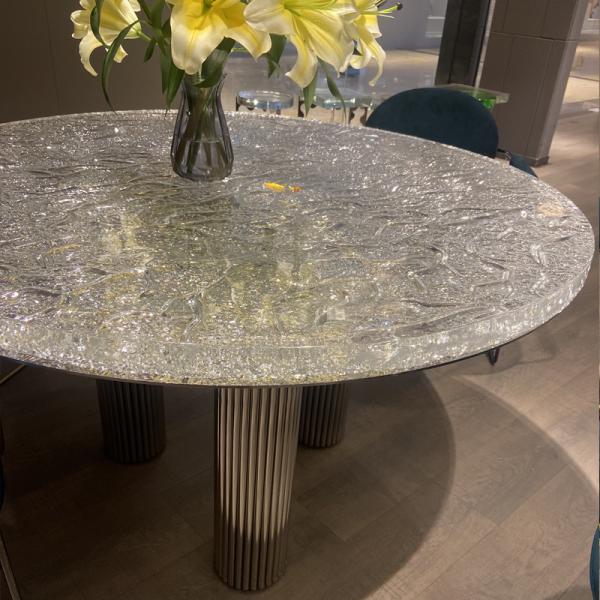 Luxury Hotel Restaurant Furniture Water Wave Pattern Round Dining Table
