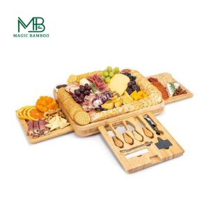 Bamboo Cheese Board With Slide Out knife Drawer