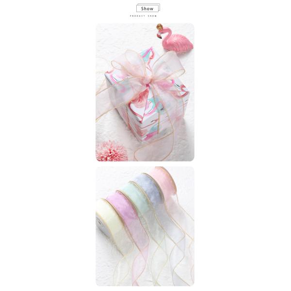 Factory wholesale high quality florist sheer organza ribbon with satin edge