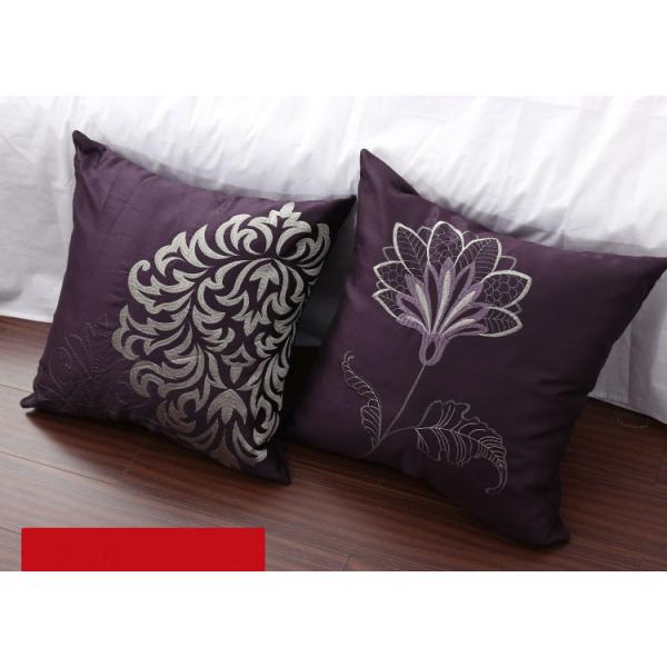 Buy Luxury Flowers Square Pillow Covers Pattern Embroidered Purple Throw Pillows at wholesale prices