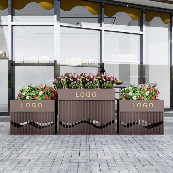 Outdoor large rectangle hollow out metal steel planter box