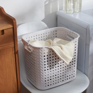 Beige 38x28x35cm Plastic Laundry Basket With Handles Eco Friendly