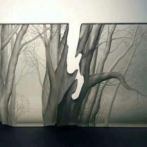 ISO9001 Inner Carved Artwork Etched Ornamental Crystals