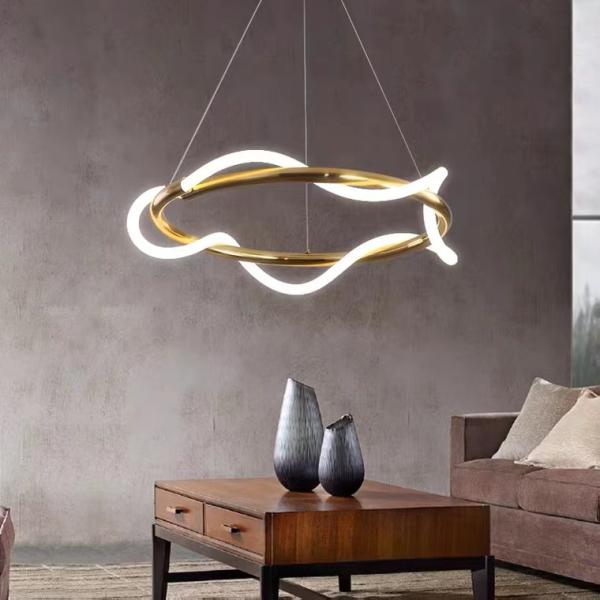 Manufacturer modern interior design pendant lighting rope gold metal hanging ceiling lamps creative led chandelier