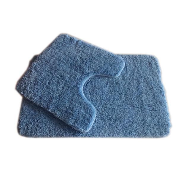 Buy Plain Blue 25mm Pile Polyester Bath Rug 2pcs Pack at wholesale prices