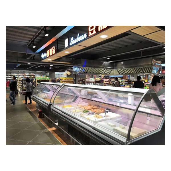 Lower Unit Curved Transparent Glass Cooked Food Refrigeration And Freezing