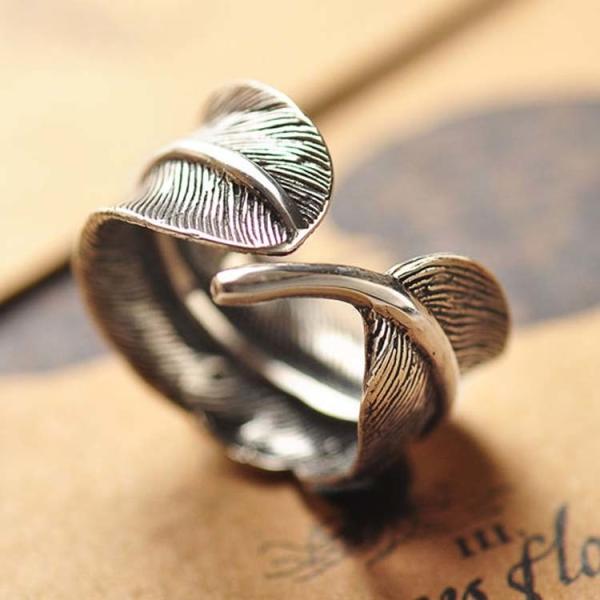 Men Women Retro Unique Feather Shapes Gold Silver Two Tone Ring (R2018040210)