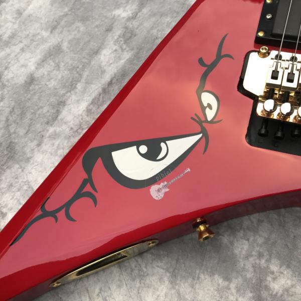 Custom Electric Guitar in Red New Double Shake Printed Bird's Eye Gold Hardware Customizable Logo