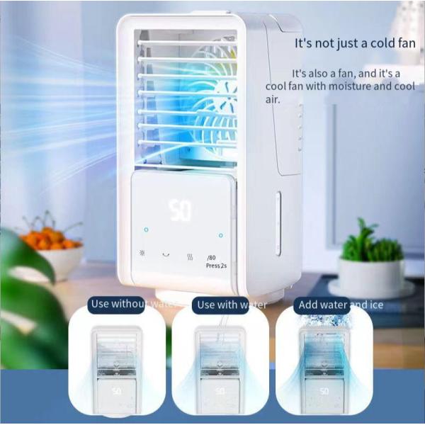 USB Water Cooling Fan Small Table Air Cooler with 3 Wind Modes Low/Med/High 14*14*26CM