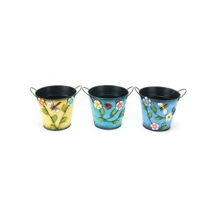 China Round Metal Flower Pot Decoration Indoor / Outdoor Garden Metal Ornaments on sale