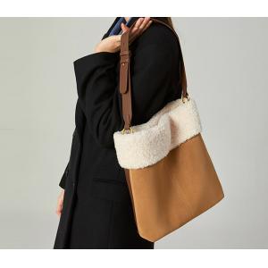 Lambswool Suede Shoulder Bag 28cm 30cm One Strap Bucket Bag