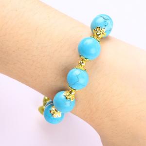 12mm Blue Turquoise Crystal Bracelet Sparkling Heart Stretch Charm Bracelet