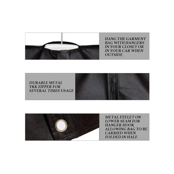 420D Polyester Mothproof Suit Protector Garment Bag With Mental Eyehole