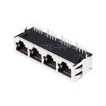 LPJF46401-9CNL 100 Base-T Ethernet RJ45 1x4 Jacks Tab Down Without Led