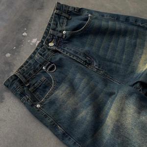 Custom 3D Acid Wash Straight Leg Streetwear Jeans for Men - Designer Denim Pants
