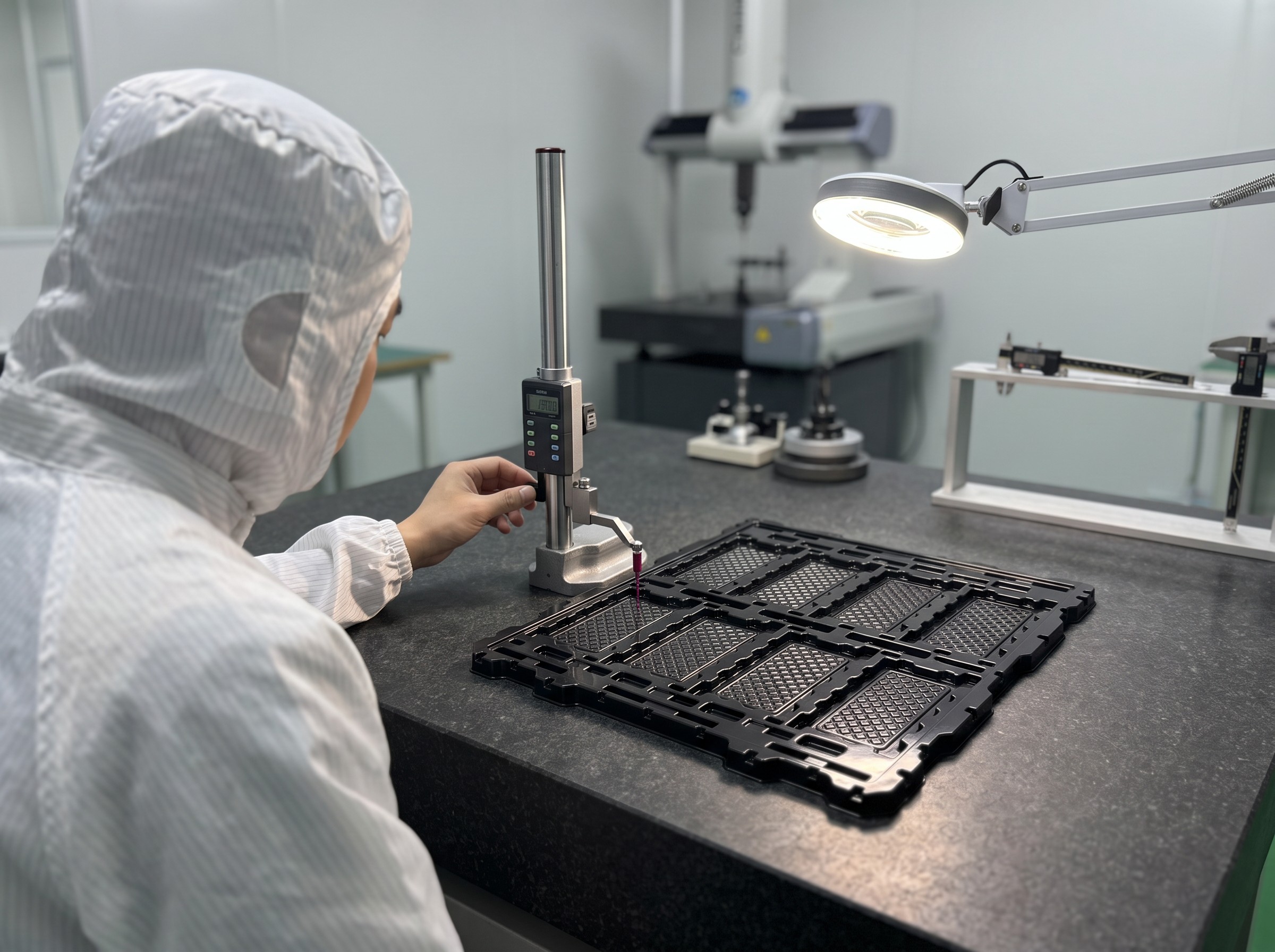 Custom Molded PET Turnover Tray For Sensor Components Packaging ESD Anti Static Blister Tray