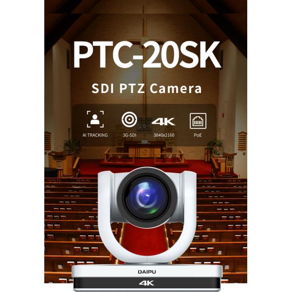 PTC-20SK PoE HD-MI 3G-SDI USB 4K30 UHD IP Broadcasting PTZ Camera for High Definition