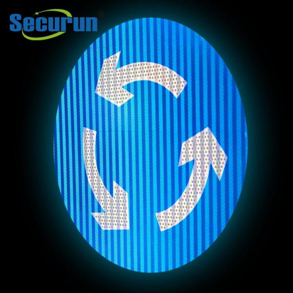 Reflective Lanes Road Roundabout Ahead Sign Aluminum OEM