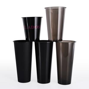 12oz 16oz PP Plastic Cups Custom Design Eco Friendly Black PP Plastic Drink Cups